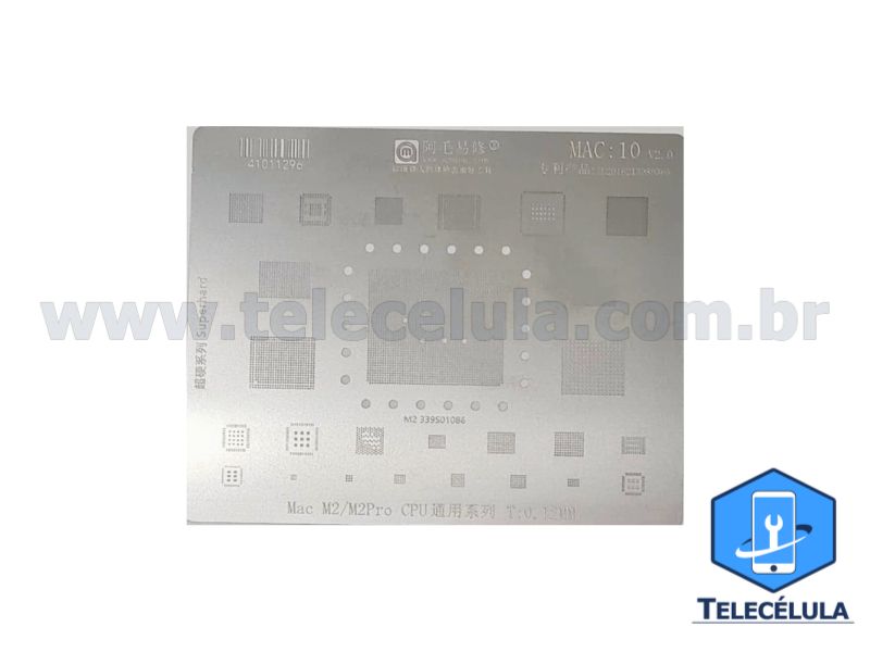 STENCIL PROFISSIONAL EM AO PARA CPU AMAOE MAC10 0.12MM COMPATVEL COM MACBOOK M2/M2 PRO